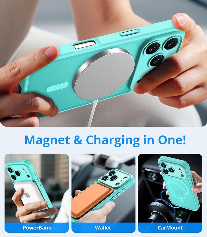 Vansdon Magnetic Case for iPhone 17 Pro Max with 1 Protective Glass Compatible with Magsafe Military Standard Drop Protection Transparent Matte Back Shockproof Phone Case - Image 3