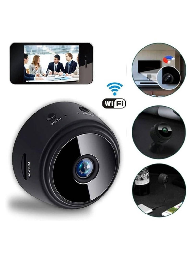 WiFi Mini A9 Wireless HD 1080P Small Portable Round Camera, Indoor Security Camera, Motion Detection, Instant Notifications Night Vision Camera (BLACK) - Image 1