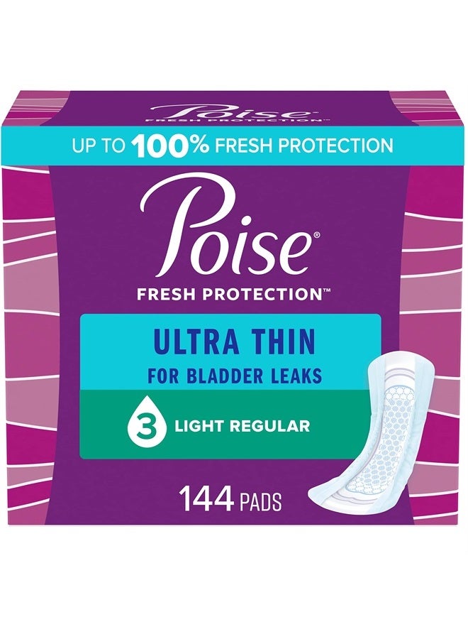 Poise حفاضات سلس البول فائقة النحافة وحفاضات سلس البول بعد الولادة، 3 قطرات امتصاص خفيف، طول عادي، 144 قطعة (3 عبوات من 48)، قد يختلف التغليف - Image 1