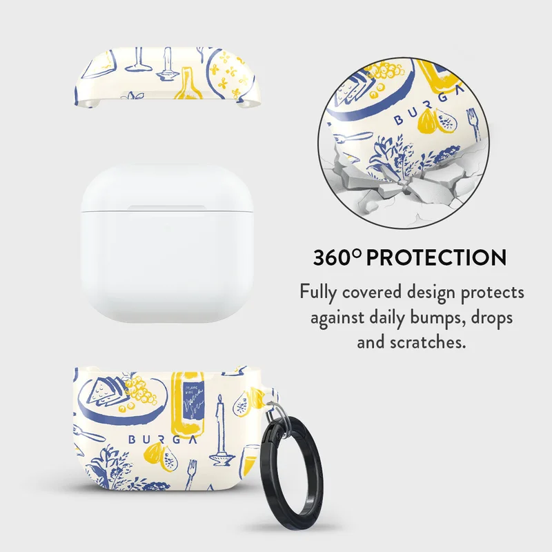 بورجا جراب حماية أنيق لسماعات آبل إيربودز  مع إمكانية رؤية الشحن ومقاوم للخدش والصدمات