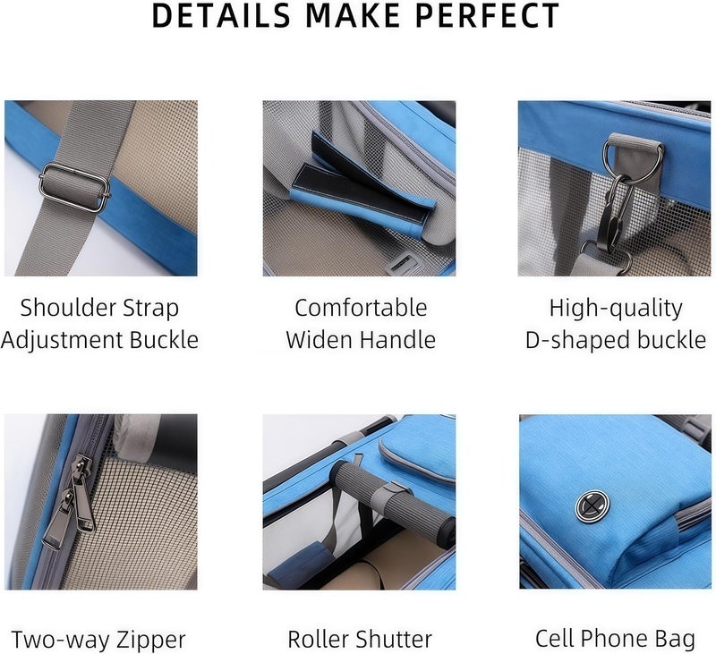 Supwish Pet Carrier Airline Approved, Large Foldable Pet Travel Carrier for Medium Cats and Small Dogs, Soft-Sided Cat Puppy Dog Carriers, Portable Mesh Ventilate Small Animal Bag - Image 3