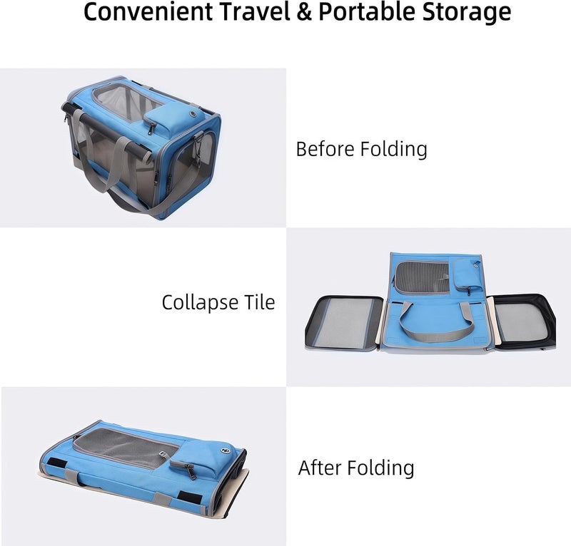 Supwish Pet Carrier Airline Approved, Large Foldable Pet Travel Carrier for Medium Cats and Small Dogs, Soft-Sided Cat Puppy Dog Carriers, Portable Mesh Ventilate Small Animal Bag - Image 4