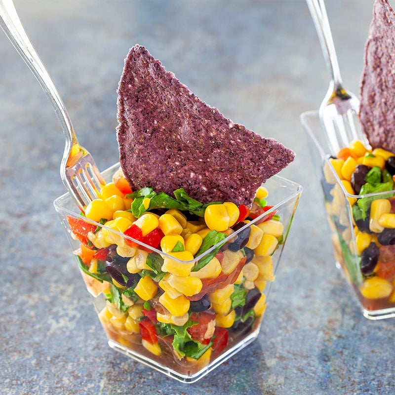 Restaurantware 5 Ounce Kova Cups  20 Square Medium Appetizer Cups - Durable  Disposable  Clear Plastic Parfait Cups  Serve Mousse  Puddings  Or Samples  For Weddings Or Parties - Image 3