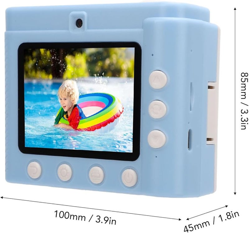 Blue Kids Print Camera Dual Lens HD Video Recorder with 3 Rolls Paper Christmas Birthday Gift - Image 3
