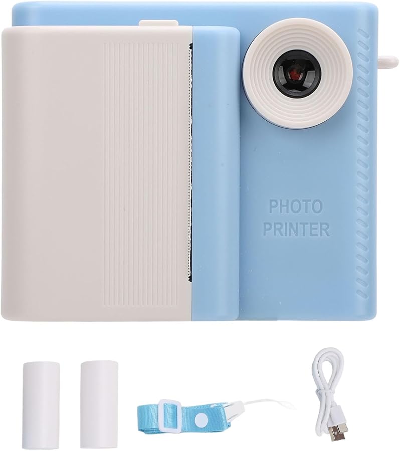 Blue Kids Print Camera Dual Lens HD Video Recorder with 3 Rolls Paper Christmas Birthday Gift - Image 2