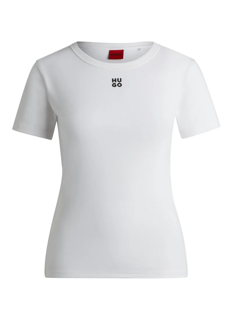 هوجو Cotton-blend T-shirt with embroidered stacked logo