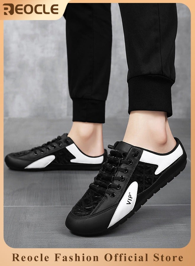 ريوكل أحذية رجالية بدون كعب أحذية رياضية بدون رباط أحذية مسطحة محبوكة خفيفة الوزن قابلة للتنفس أحذية للمشي بدون ظهر أحذية للأنشطة الخارجية والعطلات على الشاطئ - Image 1