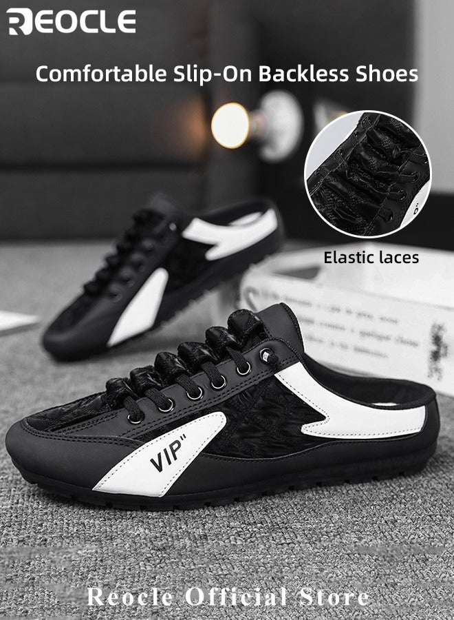 ريوكل أحذية رجالية بدون كعب أحذية رياضية بدون رباط أحذية مسطحة محبوكة خفيفة الوزن قابلة للتنفس أحذية للمشي بدون ظهر أحذية للأنشطة الخارجية والعطلات على الشاطئ - Image 3