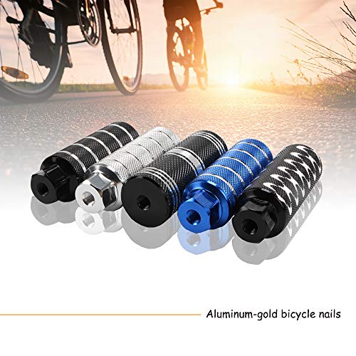 KOOBOOK 2Pcs Aluminum Alloy Bike Pegs BMX Pedals Bike Pedals Anti-Slip Rear Feet Pedals Diameter 38mm Fit 3/8 inch Axles Silver - Image 5