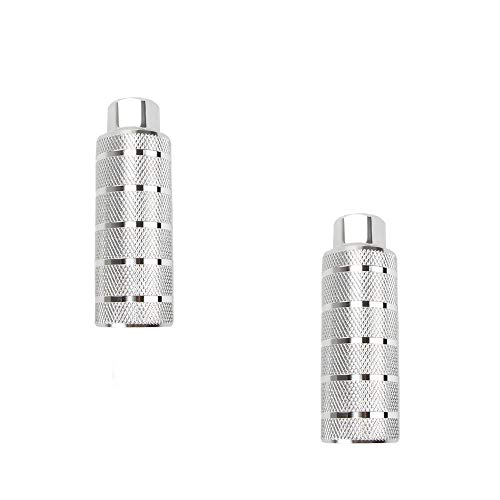 KOOBOOK 2Pcs Aluminum Alloy Bike Pegs BMX Pedals Bike Pedals Anti-Slip Rear Feet Pedals Diameter 38mm Fit 3/8 inch Axles Silver - Image 1