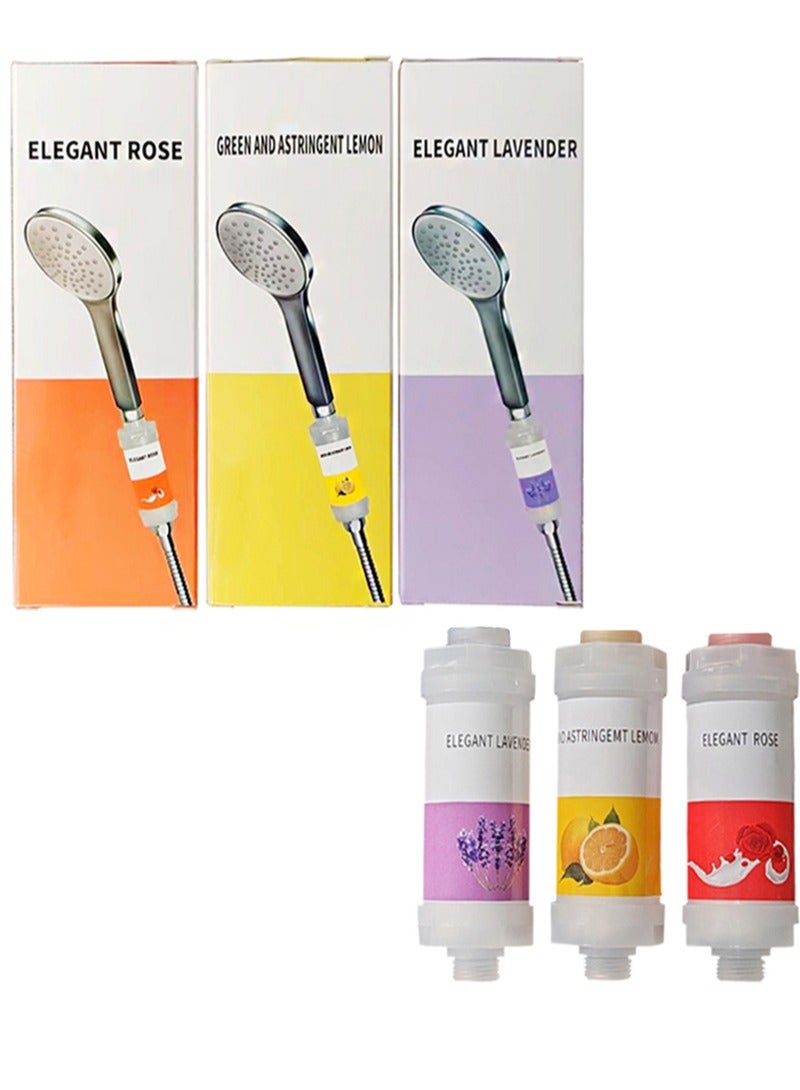HaLunhi 3pcs Rose + Lemon + Lavender Shower Soaker Easy to Install Vitamin C Shower Head Filter Hard Water Softener Chlorine and Fluoride Shower Filter Clean Water Filter Shower Head with Beads - Image 1