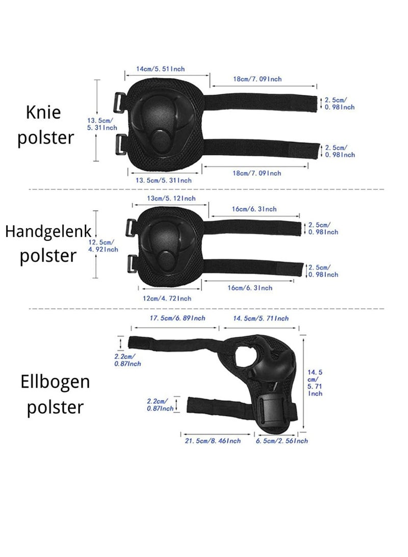 SOLARAE Kids Sports Protective Gear Set,6PCS Wrist Guard Knee Elbow Pads for Children Protection Skateboard Inline Roller Skating Biking Riding Scooter - Image 5