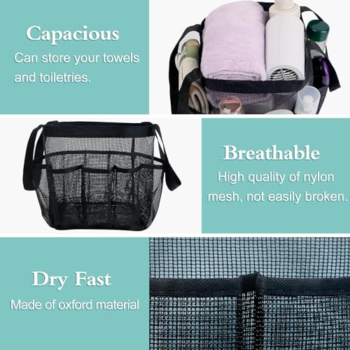 Attmu Mesh Shower Caddy Portable, Quick Dry Hanging Shower Tote Bag for College Dorm Room Essentials, Large Capacity Shower Caddy Dorm for Bathroom Gym Swimming - Image 2
