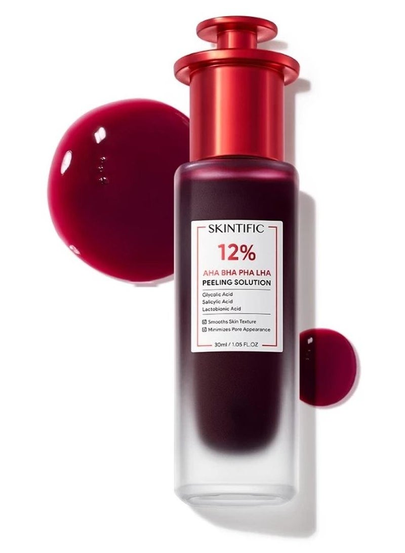 SKINTIFIC 12% AHA BHA PHA LHA Peeling Solution Serum 30ml Whitening Brightening for Dark Spot Acne-prone - Image 1