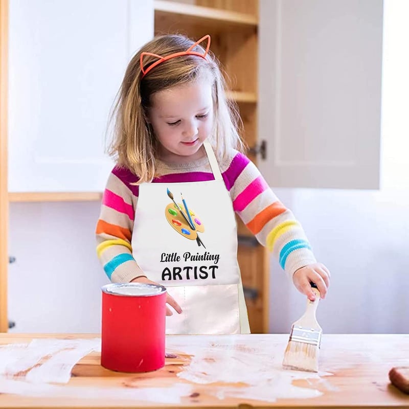Style Secrets White Polycotton Little Painting Artist Unisex Apron Costume for Babies, Kids and Teen for Painting, DIY, Playing, Fun Activity, Photoshoot, etc. - Image 2