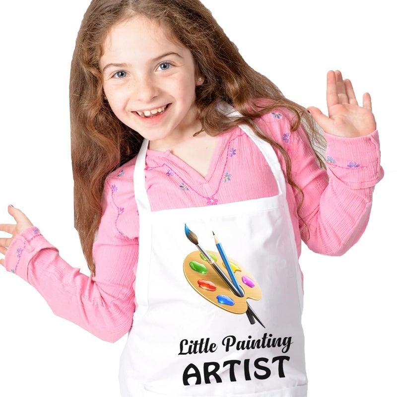 Style Secrets White Polycotton Little Painting Artist Unisex Apron Costume for Babies, Kids and Teen for Painting, DIY, Playing, Fun Activity, Photoshoot, etc. - Image 1