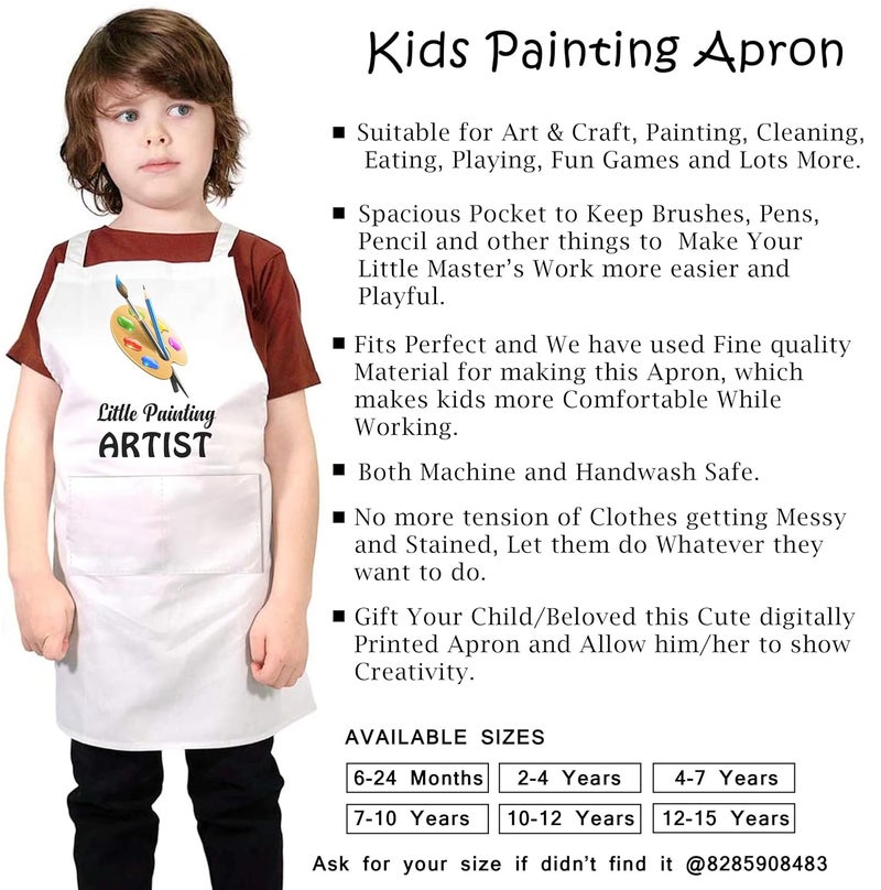 Style Secrets White Polycotton Little Painting Artist Unisex Apron Costume for Babies, Kids and Teen for Painting, DIY, Playing, Fun Activity, Photoshoot, etc. - Image 5