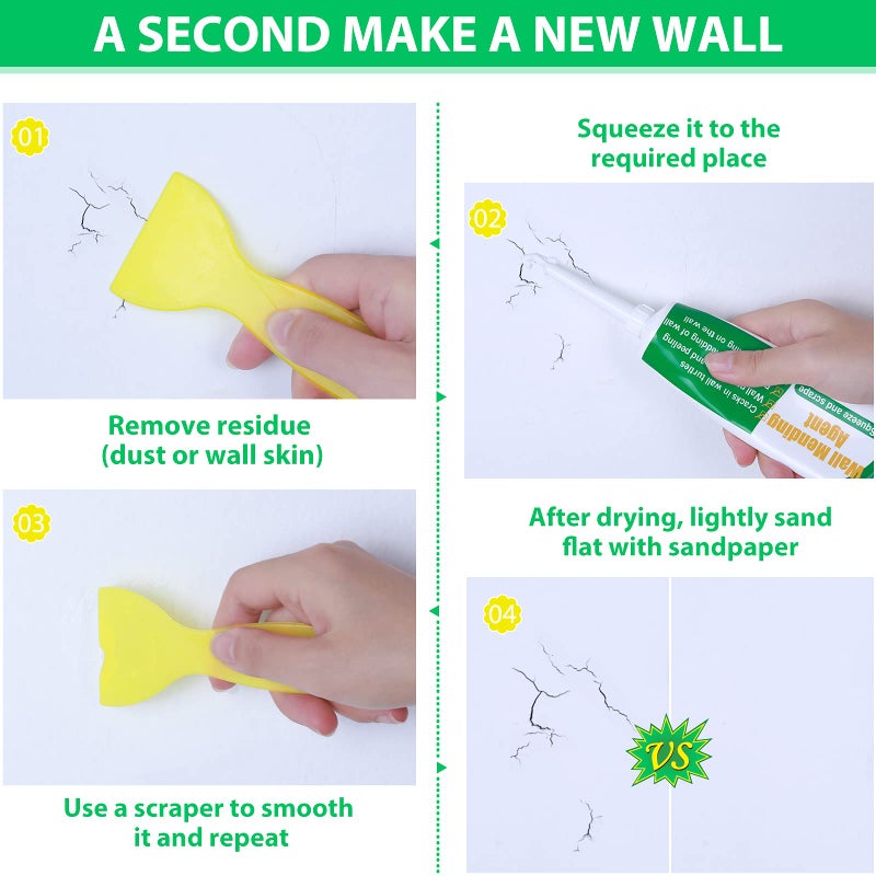 Mckanti Drywall Repair Kit - Large Hole Patch, Wall Mending Agent with Scraper - Easy to Fill Holes for Home Wall, Plaster Dent Repair - 2 Pcs - Image 5