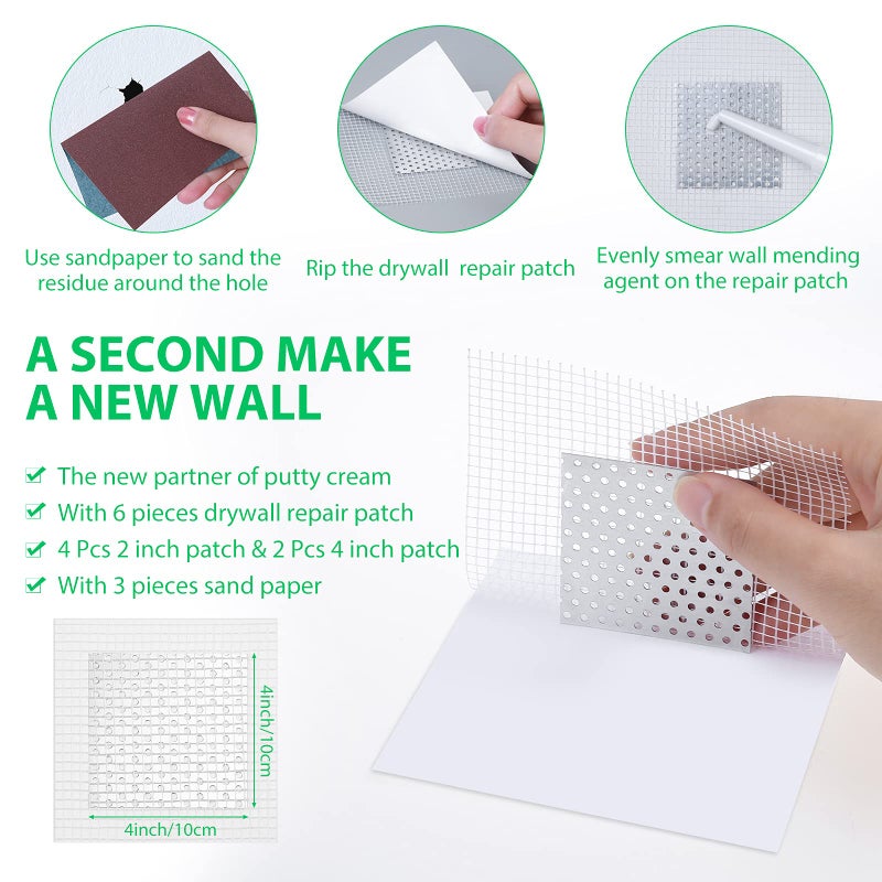 Mckanti Drywall Repair Kit - Large Hole Patch, Wall Mending Agent with Scraper - Easy to Fill Holes for Home Wall, Plaster Dent Repair - 2 Pcs - Image 4