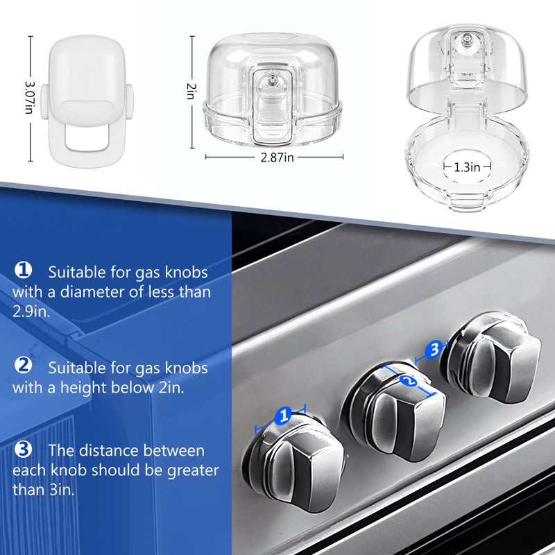 CandyHome Stove Knob Safety Covers for Child (5 + 1 Pack), Upgraded Universal Size Press Gas Stove Knob Covers with Adhesive, Heat-Resistant Childproof Oven Locks for Kids and Pets (Clear) - Image 3