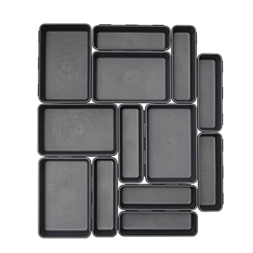 BYCY Office Drawer Organizers Bins Junk Drawer Organizers Tray Storage Dividers for Office Desk Dress Makeup (13pcs 2Size) - Image 1