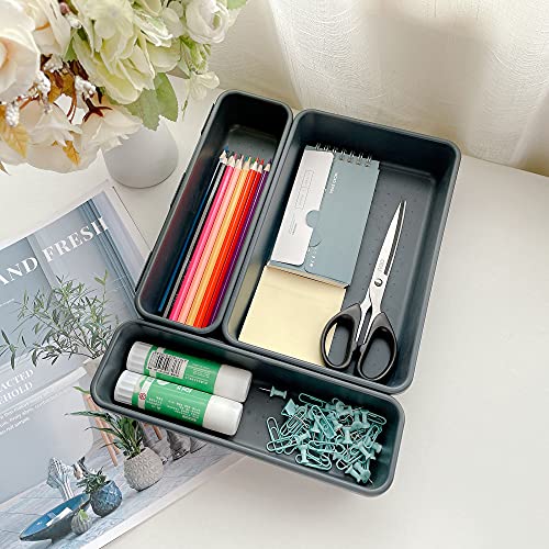 BYCY Office Drawer Organizers Bins Junk Drawer Organizers Tray Storage Dividers for Office Desk Dress Makeup (13pcs 2Size) - Image 5