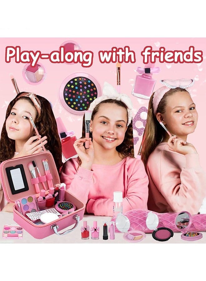 BLOOMING TIME Girl Makeup Box Toy Set, With Storage Box, A Variety Of Practical Tool Combinations, Pink - Image 3