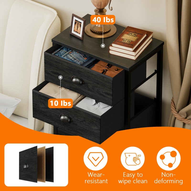 Furnulem Bedroom Dresser, Tall Chests of Drawers with 7 Fabric Bins, Black Organizer in Closet, Dorm, Living Room, Nursery, Hallyway-Storage Tower Unit, Sturdy Steel Frame - Image 4