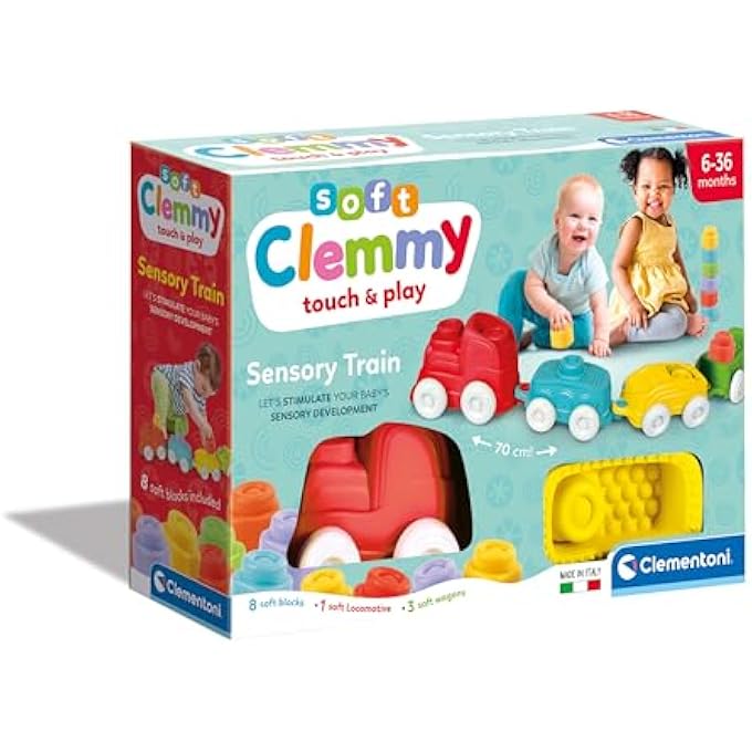17424 SOFT CLEMMY TOUCH, MOVE & PLAY SENSORY TRAIN FOR BABIES AND TODDLERS, AGES 6 MONTHS PLUS, MULTI-COLOURED - Image 2
