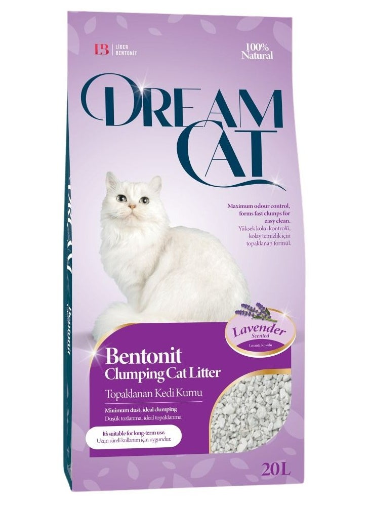 DREAM CAT - High performance Absorption And Clumping Cat Litter With Lavender Scent  20 Liters 16KG - Image 1