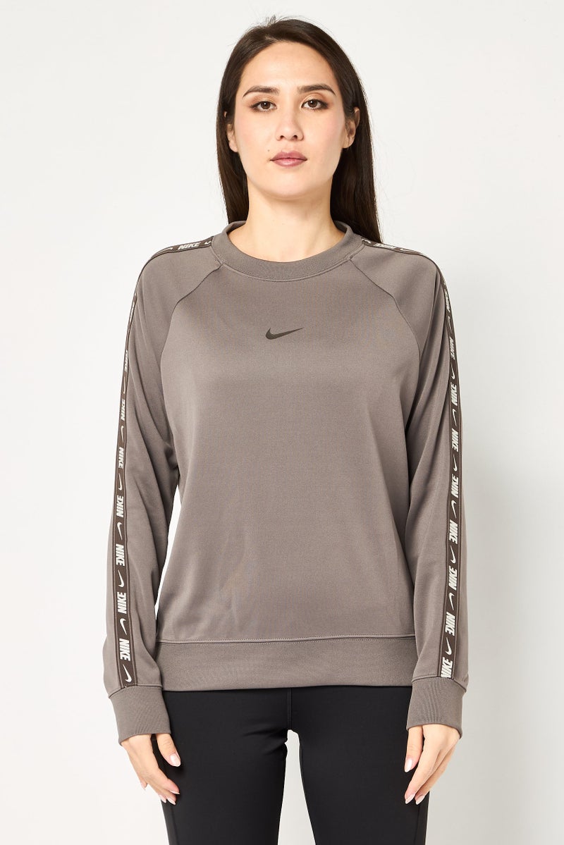 Nike Women Sportswear Fit Long Sleeve Training Sweatshirts, Dark Taupe - Image 1