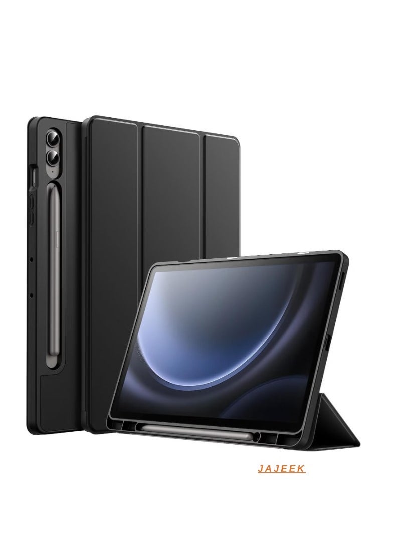JAJEEK Case for Samsung Galaxy Tab S9 FE+ 12.4-Inch with S Pen Holder – Soft TPU Tri-Fold Stand Protective Tablet Cover, Supports S Pen Charging, Auto Wake/Sleep Function, Shockproof & Lightweight - Image 1