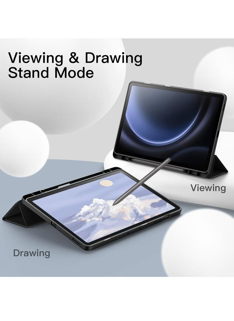 JAJEEK Case for Samsung Galaxy Tab S9 FE+ 12.4-Inch with S Pen Holder – Soft TPU Tri-Fold Stand Protective Tablet Cover, Supports S Pen Charging, Auto Wake/Sleep Function, Shockproof & Lightweight - Image 2