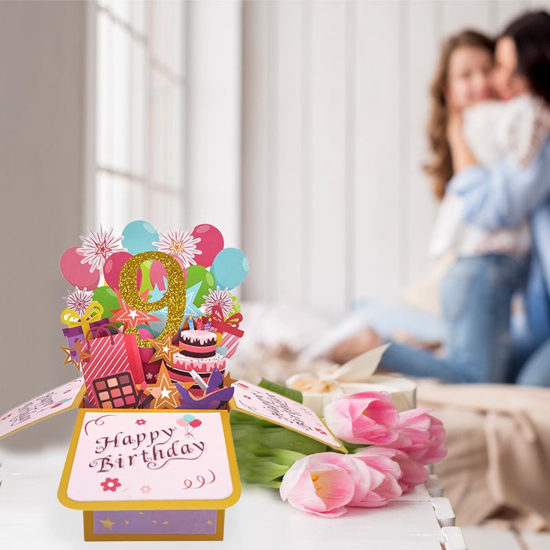 Asmallgf Happy 9Th Birthday Pop Up Card For Daughter Niece  Funny 9 Years Old Birthday Gifts For Girl Boy  Sweet 9 Birthday Gift Ideas For Him Her - Image 4