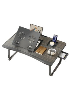 Laptop Bed Tray Table, Adjustable Laptop Stand with Removable Stopper, Portable Lap Desks with Foldable Legs, Notebook Stand Breakfast Reading Desk for Sofa Couch One+ Silicone Reinforced Table Legs + Drawer