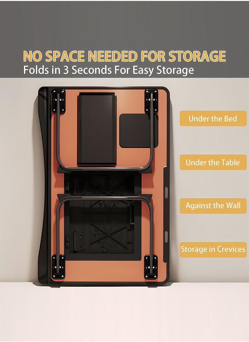 Kidle - Laptop Bed Tray Table, Adjustable Laptop Stand with Removable Stopper, Portable Lap Desks with Foldable Legs, Notebook Stand Breakfast Reading Desk for Sofa Couch One+ Silicone Reinforced Table Legs + Drawer - Image 1