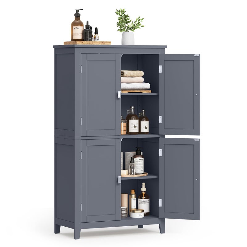 VASAGLE VASAGLE Bathroom Floor Storage Cabinet Bathroom Storage Unit Freestanding Cabinet with 4 Doors Adjustable Shelves 118 x 236 x 433 Inches Slate Gray UBBC552G01 