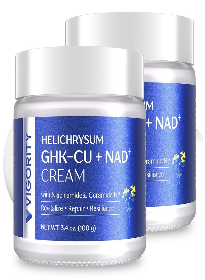 Vigority Copper Peptides Cream for Thin & Mature Skin: GHK-Cu Peptide & NAD+ Anti Aging Moisturizer with Helichrysum, Bakuchiol & Niacinamide – Restores Skin Barrier, Resilience & Elasticity - 3.4 oz - Image 1