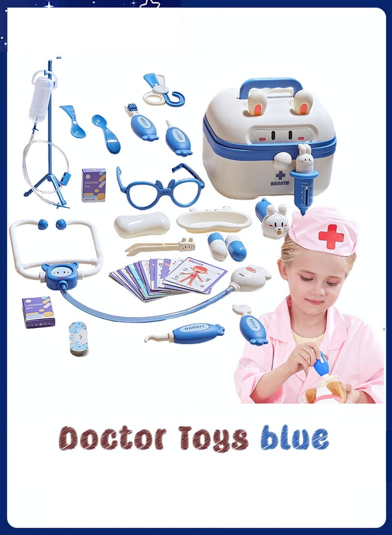 Doctor Playsets for Kids, 25-PCS Pretend Play Educational Doctor Toys, Medical Kit with Stethoscope, Doctor Playset for Dentist Doctor, Role Play Toys for 3-8 Years Old Girls and Boys Toddler Gifts (Blue) - Image 1