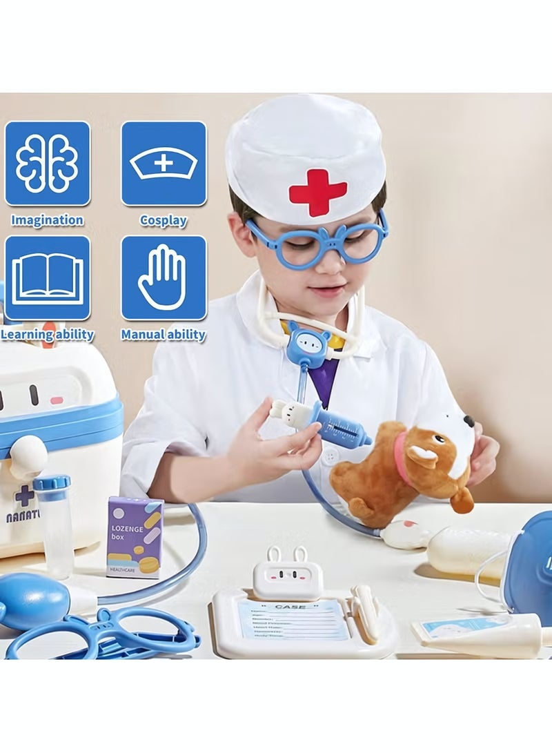 Doctor Playsets for Kids, 25-PCS Pretend Play Educational Doctor Toys, Medical Kit with Stethoscope, Doctor Playset for Dentist Doctor, Role Play Toys for 3-8 Years Old Girls and Boys Toddler Gifts (Blue) - Image 5