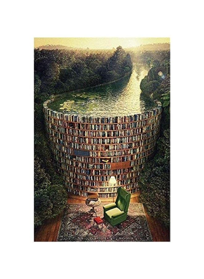 لعبة تركيب صورة رف الكتب الخشبية للتحدي والمرح - 1000 قطعة - Image 1