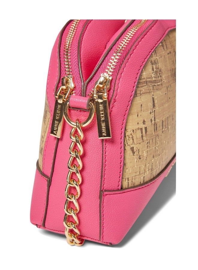 ANNE KLEIN حقيبة كروس بودي بثلاثة أقسام باللون الفوشيا والفلين - Image 4