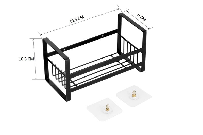 RIOMAX Wall Mounted Self-Adhesive Bathroom Shelf/Kitchen Rack & Holder/Soap Holder/Sponge Holder/Storage Organizer Rack/Sink Organizer (Material- Metal Powder Coated Finish, Black, Pack of 1) - Image 3