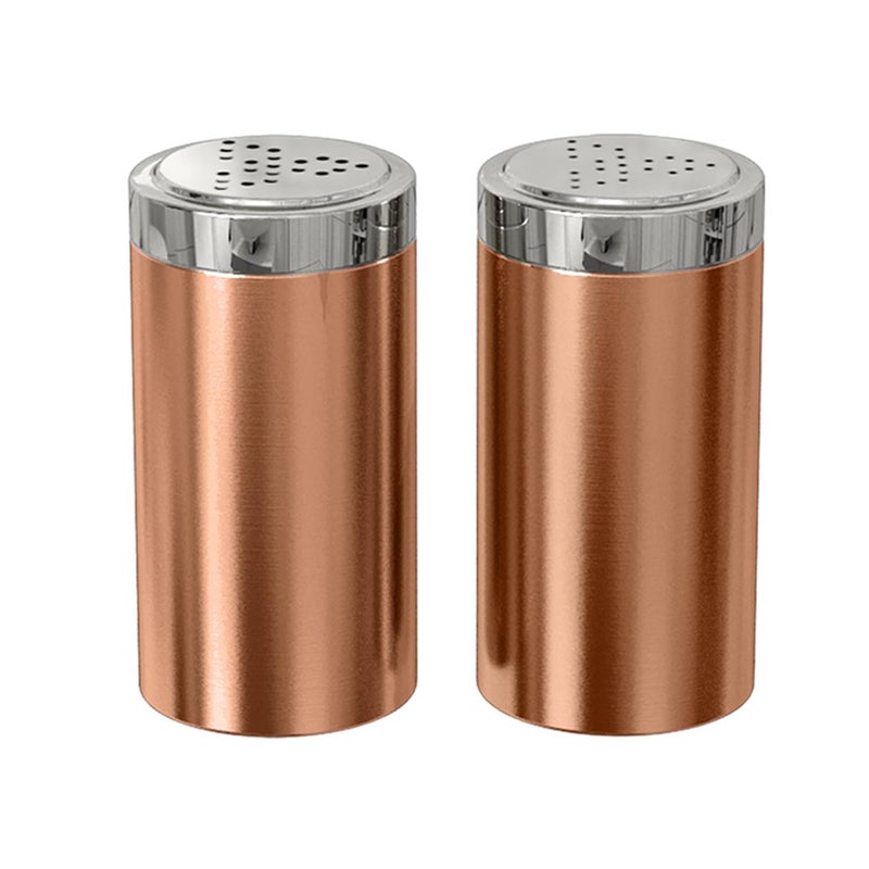 nu steel Jumbo Salt Pepper Shaker Set of 2 15 Oz Stainless Steel with Copper Finish Small Shiny