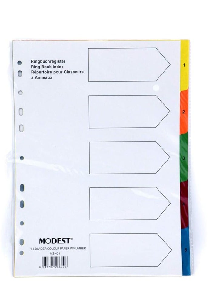 MODEST MODEST Paper Divider A4 1-5 Color with Number (MS401) - Set of 10 
