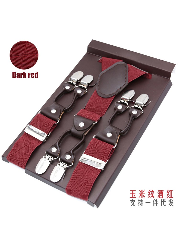 Mens Elastic Suspenders Six-Clip Set Corn pattern-wine red - pzsku/ZDF418066AC3775D41DEDZ/45/_/1725160132/a1234024-7a6f-4739-98e6-b92c1946af71