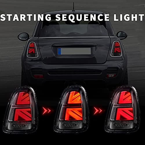 LONGDING Tail Light Assembly Fit for Mini Cooper 2007-2013 & Coopers Hatchback R56 R57 R58 R59 Union Jack Tail Lights w/Sequential Turn Signal Light (Not Fit for Mini Cooper Clubman) - Image 3