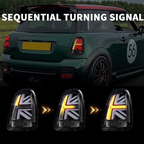 LONGDING Tail Light Assembly Fit for Mini Cooper 2007-2013 & Coopers Hatchback R56 R57 R58 R59 Union Jack Tail Lights w/Sequential Turn Signal Light (Not Fit for Mini Cooper Clubman) - Image 4