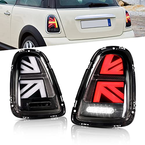 LONGDING Tail Light Assembly Fit for Mini Cooper 2007-2013 & Coopers Hatchback R56 R57 R58 R59 Union Jack Tail Lights w/Sequential Turn Signal Light (Not Fit for Mini Cooper Clubman) - Image 1