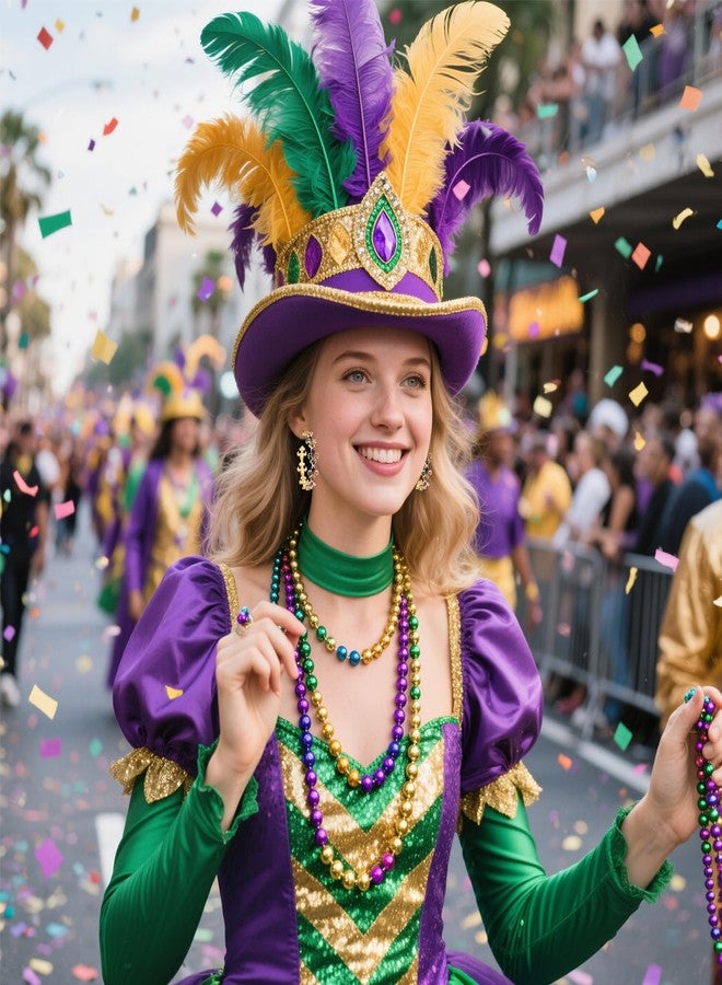 BVGA Holiday Hoop Earrings for Women Glitter Festive Enamel Purple Green Yellow Fleur De Lis Hoops for Mardi Gras Jewelry Gifts for Party Carnival - Image 3